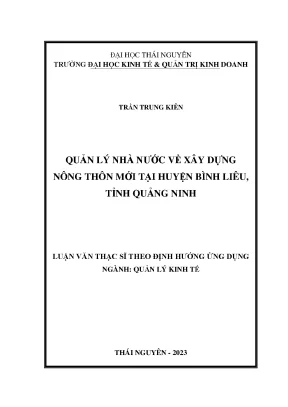Quản lý nhà nước về xây dựng nông thôn mới tại huyện bình liêu tỉnh quảng ninh