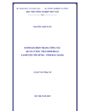 Đánh giá hiện trạng công tác quản lý rác thải sinh hoạt tại huyện yên dũng tỉnh bắc giang