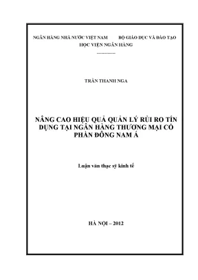 Nâng cao hiệu quả quản lý rủi ro tín dụng tại ngân hàng thương mại cổ phần đông nam á