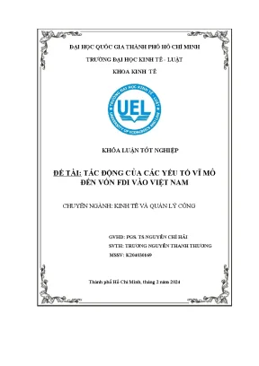 Đề tài tác động của các yếu tố vĩ môđến vốn fdi vào việt nam