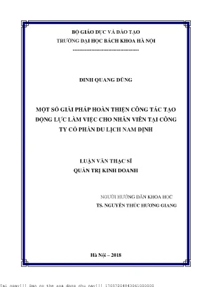 Một số giải pháp hoàn thiện ông tác tạo động lực làm việc cho nhân viên tại công ty cổ phần du lịch nam định