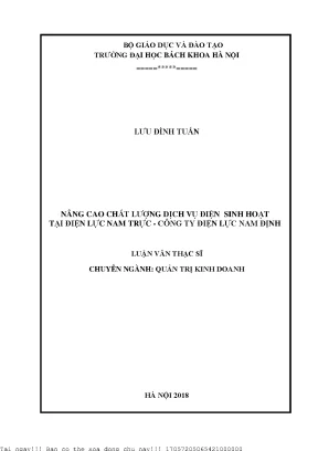 Nâng ao chất lượng dịch vụ điện sinh hoạt tại điện lực nam trực công ty điện lực nam định