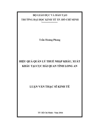 Luận văn thạc sĩ hiệu quả quản lý thuế nhập khẩu xuất khẩu tại cục hải quan tỉnh long an