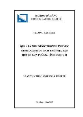 Quản lý nhà nước trong lĩnh vực kinh doanh du lịch trên địa bàn huyện konplông tỉnh kon tum