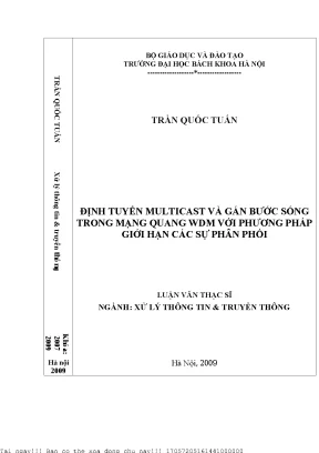 Định tuyến multiast và gán bước sóng trong mạng quang wdm với phương pháp giới hạn các sự phân phối