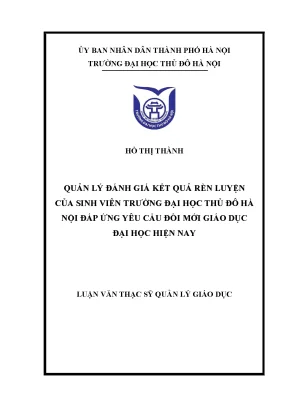 Quản lý đánh giá kết quả rèn luyện của sinh viên trường đại học thủ đô hà nội đáp ứng yêu cầu đổi mới giáo dục đạo học hiện nay