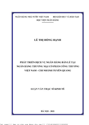 Phát triển dịch vụ ngân hàng bán lẻ tại ngân hàng thương mại cổ phần công thương việt nam chi nhánh tuyên quang