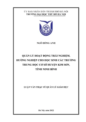 Quản lý hoạt động trải nghiệm hướng nghiệp cho học sinh các trường thcs huyện kim sơn tỉnh ninh bình