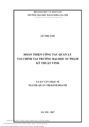 Hoàn thiện ông tá quản lý tài hính tại trường đại họ sư phạm kỹ thuật vinh