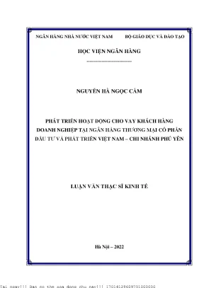 Phát triển hoạt động cho vay khách hàng doanh nghiệp tại ngân hàng thương mại cổ phần đầu tư và phát triển việt nam chi nhánh phú yên