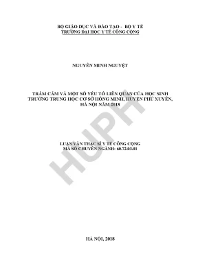 Luận văn trầm cảm và một số yếu tố liên quan của học sinh trường trung học cơ sở hồng minh huyện phú xuyên hà nội năm 2018