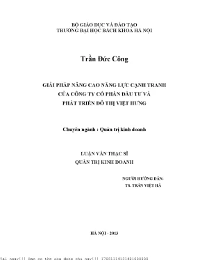 Giải pháp nâng ao năng lực cạnh tranh của công ty cổ phần đầu tư và phát triển đô thị việt hưng