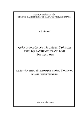 Quản lý nguồn lực tài chính từ đất đai trên địa bàn huyện tràng định tỉnh lạng sơn