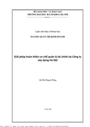 Giải pháp hoàn thiện ơ hế quản lý tài hính tại tổng ông ty xây dựng hà nội
