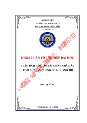 Luận văn thạc sĩ phân tích báo cáo tài chính nhà máy tinh bột sắn hướng hóa quảng trị