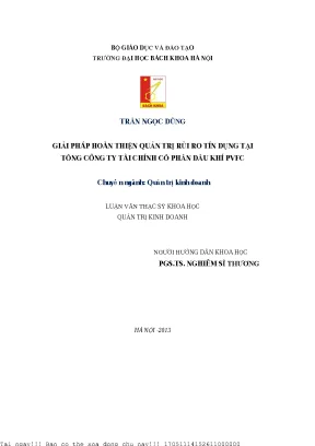 Giải pháp hoàn thiện quản trị rủi ro tín dụng tại tổng ông ty tài chính cổ phần dầu khí pvfc