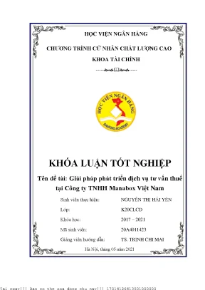 Giải pháp phát triển dịch vụ tư vấn thuế tại công ty tnhh manabox việt nam