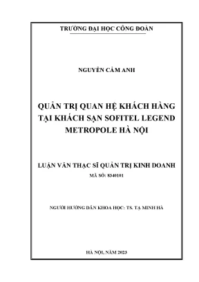 Quản trị quan hệ khách hàng tại khách sạn sofitel legend metropole hà nội