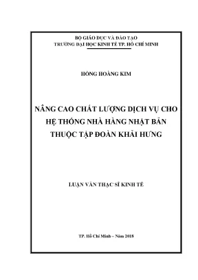 Nâng cao chất lượng dịch vụ cho hệ thống nhà hàng nhật bản thuộc tập đoàn khải hưng