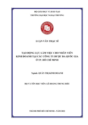 Tạo động lực làm việc cho nhân viên kinh doanh tại các công ty dược đa quốc gia ở tp hồ chí minh