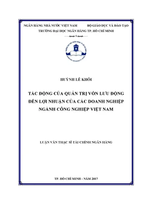 Tác động của quản trị vốn lưu động đến lợi nhuận của các doanh nghiệp ngành công nghiệp việt nam