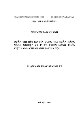 Quản trị rủi ro tín dụng tại ngân hàng nông nghiệp và phát triển nông thôn việt nam chi nhánh bắc hà nội