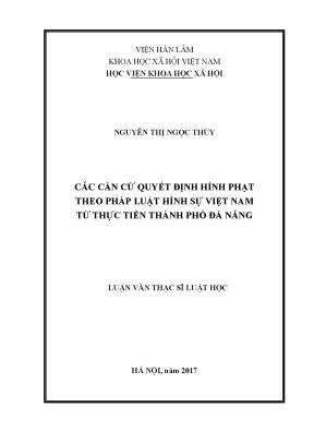 Luận văn thạc sĩ luật họ các căn cứ quyết định hình phạt theo pháp luật hình sự việt nam từ thực tiễn thành phố đà nẵng