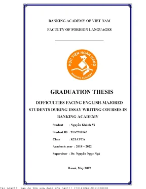 Difficulties facing english majored students during essay writing courses in banking academy