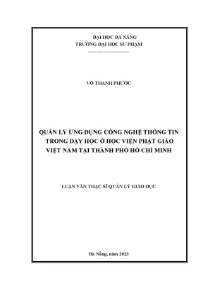 Quản lý ứng dụng công nghệ thông tin trong dạy học ở học viện phật giáo việt nam tại thành phố hồ chí minh