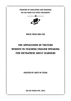 The application of youtube website in teaching english speaking for vietnamese adult learners