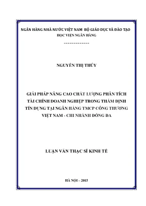 Giải pháp nâng cao chất lượng phân tích tài chính doanh nghiệp trong thẩm định tín dụng tại ngân hàng tmcp công thương việt nam chi nhánh đống đa