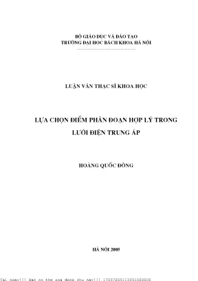 Lựa họn điểm phân đoạn hợp lý trong lưới điện trung áp