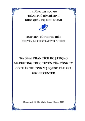 Phân tích hoạt động marketing trực tuyến của công ty cổ phần thương mại quốc tế hana group center