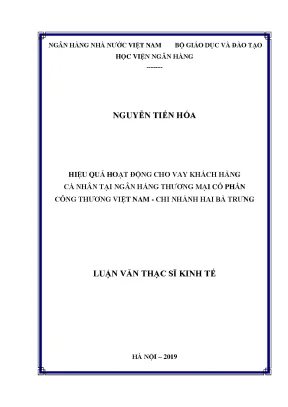 Hiệu quả hoạt động cho vay khách hàng cá nhân tại ngân hàng thương mại cổ phần công thương việt nam chi nhánh hai bà trưng