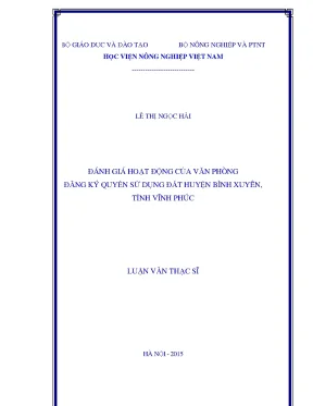 Đánh giá hoạt động của văn phòng đăng ký quyền sử dụng đất huyện bình xuyên tỉnh vĩnh phúc