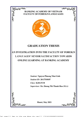 An investigation into the faculty of foreign languages senior satisfaction towards online learning at banking academy