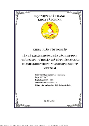 Ảnh hưởng của các hiệp định thương mại tự do lên giá cổ phiếu của các doanh nghiệp trong ngành nông nghiệp việt nam