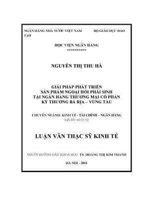 Giải pháp phát triển sản phẩm ngoại hối phái sinh tại ngân hàng thương mại cổ phần kỹ thương bà rịa vũng tàu
