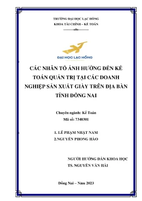 Các nhân tố ảnh hưởng đến kế toán quản trị tại các doanh nghiệp sản xuất giày trên địa bàn tỉnh đồng nai