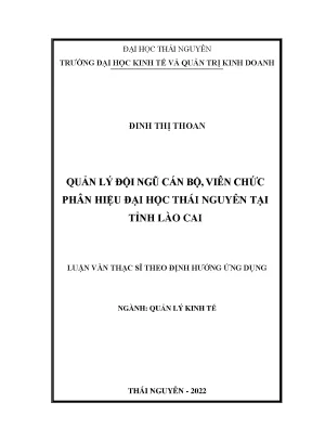 Quản lý đội ngũ cán bộ viên chức phân hiệu đại học thái nguyên tại tỉnh lào cai