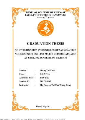An investigation into internship satisfaction among senior english major undergraduates at banking academy of vietnam