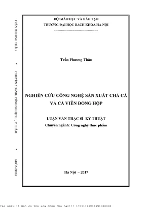 Nghiên ứu công nghệ sản xuất chả cá và cá viên đóng hộp
