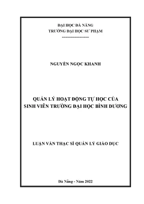 Quản lý hoạt động tự học của sinh viên trường đại học bình dương