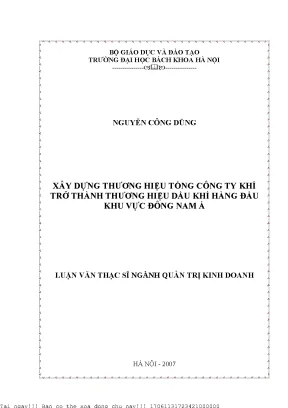 Xây dựng thương hiệu tổng ông ty khí trở thành thương hiệu dầu khí hàng đầu khu vự đông nam á