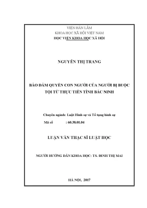 Bảo đảm quyền con người của người bị buộc tội từ thực tiễn tỉnh bắc ninh