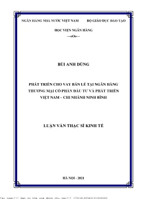 Phát triển cho vay bán lẻ tại ngân hàng thương mại cổ phần đầu tư và phát triển việt nam chi nhánh ninh bình