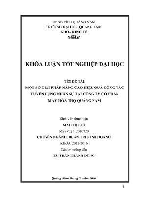 Một số giải pháp nâng cao hiệu quả công tác tuyển dụng nhân sự tại công ty cổ phần may hòa thọ quảng nam