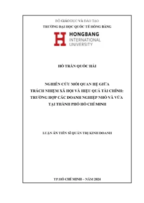 Nghiên cứu mối quan hệ giữa trách nhiệm xã hội và hiệu quả tài chính trường hợp các doanh nghiệp nhỏ và vừa tại thành phố hồ chí minh