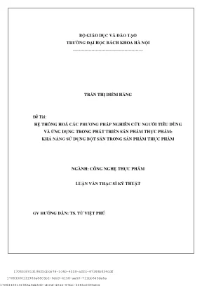 Hệ thống hóa á phương pháp nghiên ứu ntd và ứng dụng trong sản phẩm thự phẩm khả năng sử dụng bột sắn trong sản phẩm thự phẩm
