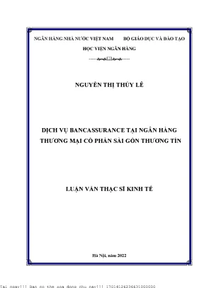 Dịch vụ bancassurance tại ngân hàng thương mại cổ phần sài gòn thương tín